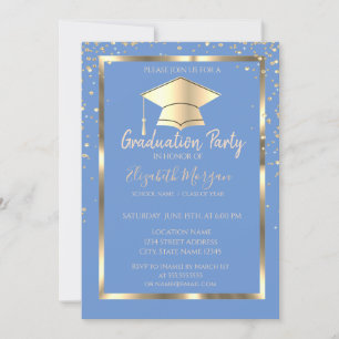 Invitación Graduación del gol del marco de oro de los diamant