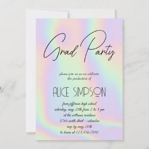 Invitación Graduación del goteo holográfico del arcoiris
