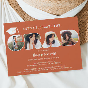 Invitación Graduación del guión de fotos de Boho terracotta 3