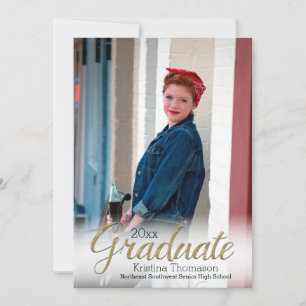 Invitación Graduación del instituto Gold White Mist Photo