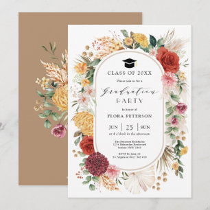 Invitación Graduación del Jardín Floral Tropical Vintage Pamp