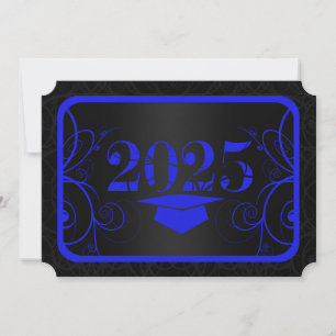 Invitación Graduación del marco azul y negro