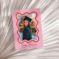 Graduación del marco fotográfico rojo rosa ondulad