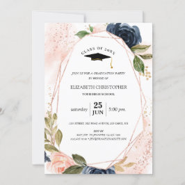 Invitación Graduación del marco geométrico floral de la marin