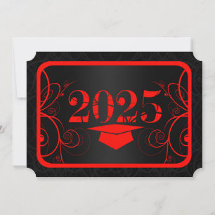 Invitación Graduación del marco rojo y negro