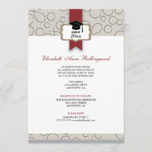 Invitación Graduación del modelo del escudo de la cinta: Gris