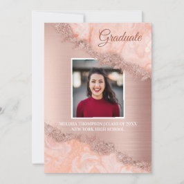 Invitación Graduación del Purpurina de Geode del Agate Rosa d