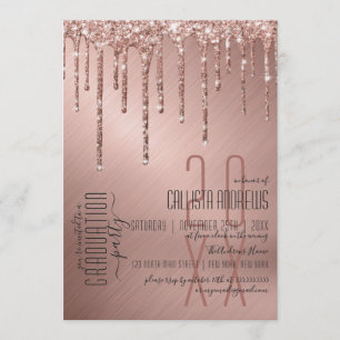 Invitación Graduación del Purpurina Gold de lujo Sparkly Rosa