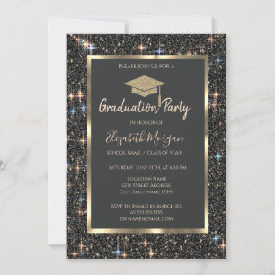 Invitación Graduación del Purpurina oscuro del tapón de gradu