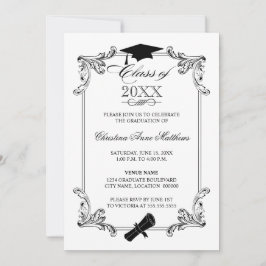 Invitación Graduación del tapón de ornamento de época y del d