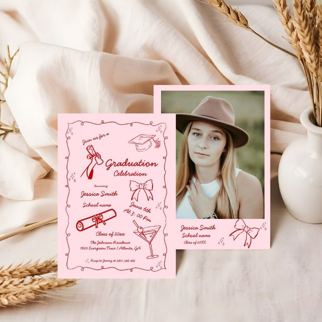 Invitación Graduación dibujada a mano con estilo Doodle (Subido por el creador)