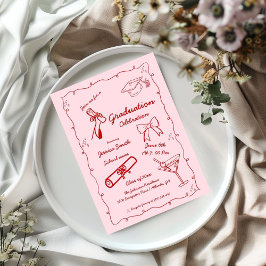 Invitación Graduación dibujada a mano con estilo Doodle