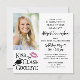 Invitación Graduación divertida BESABA MI CLASE ADIÓS Una fot