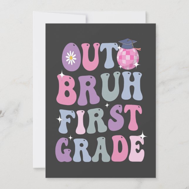 Invitación Graduación divertida con regalo de primer grado de (Anverso)