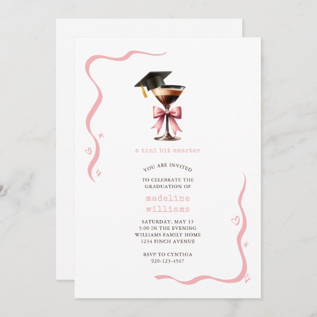 Invitación Graduación divertida de Espresso Martini Invitació (Anverso / Reverso)