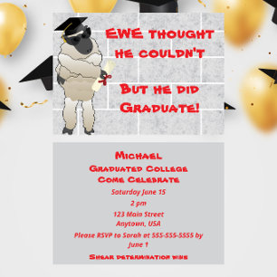 Invitación Graduación Divertida de Ovejas