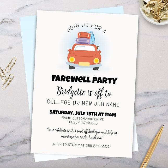 Invitación Graduación divertida retro despiden (Fun Farewell Party Invitation for Graduation Retirement New Job Promotion or any Goodbye Party )