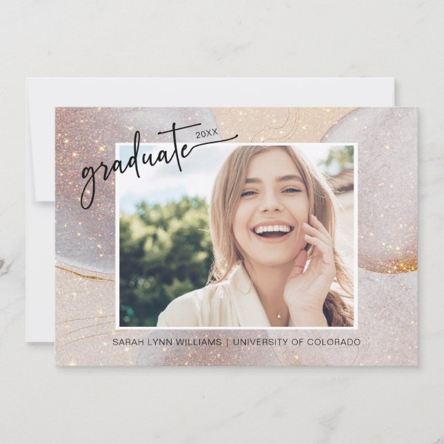 Invitación Graduación Dorada Elegante (Anverso)