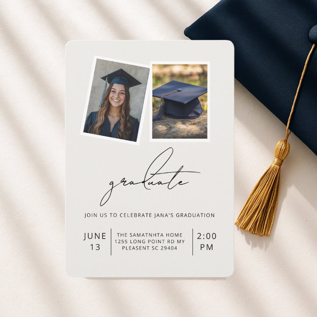 Invitación Graduación Dual Moderna de Fotos | Elegante (Subido por el creador)