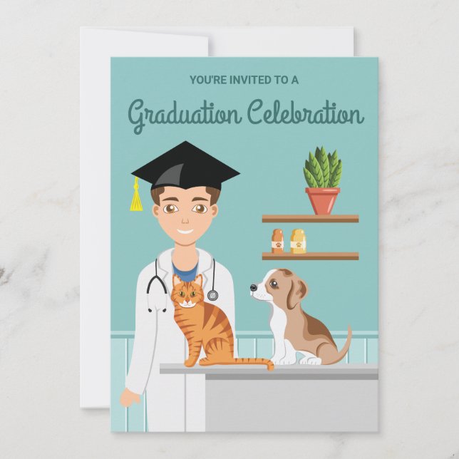 Invitación Graduación DVM de estudiante de veterinaria (Anverso)