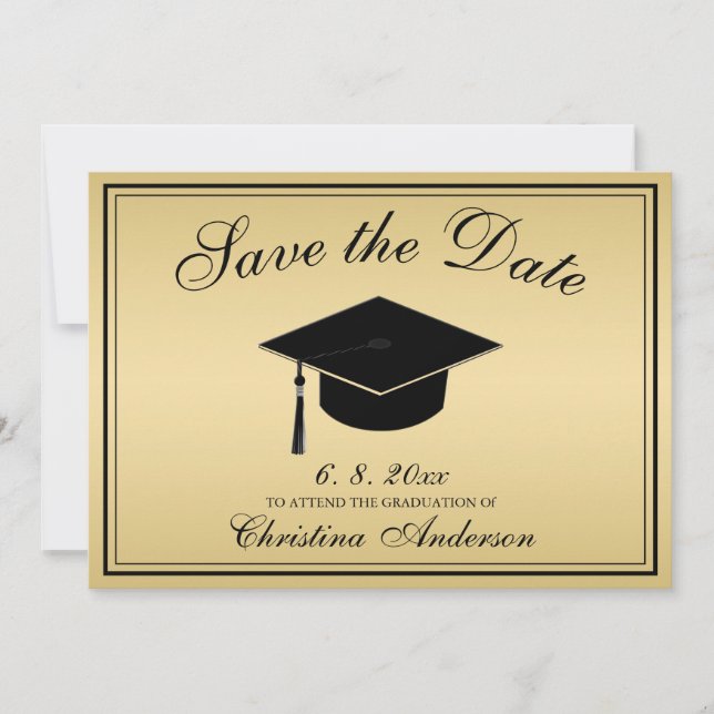 Invitación Graduación Elegant Gold Black Script Guardar la fe (Anverso)