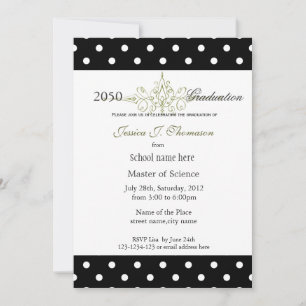 Invitación Graduación elegante, clásica en blanco y negro