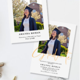 Invitación Graduación Elegante con Acento de Caligrafía