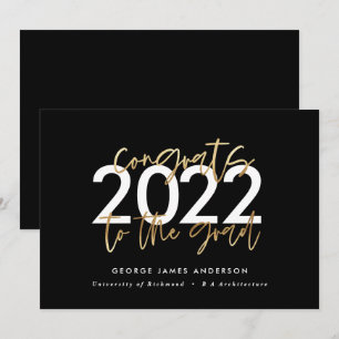 Invitación Graduación elegante de escritura moderna en negro 