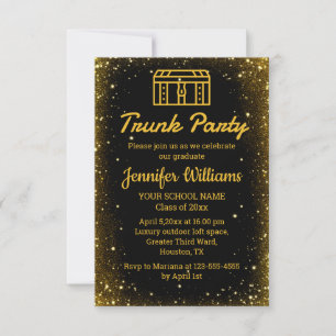 Invitación graduación elegante de fiesta de troncos purpurina