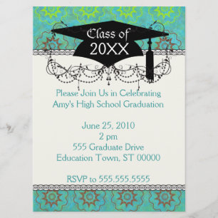 Invitación graduación elegante de hongos verdes shabby