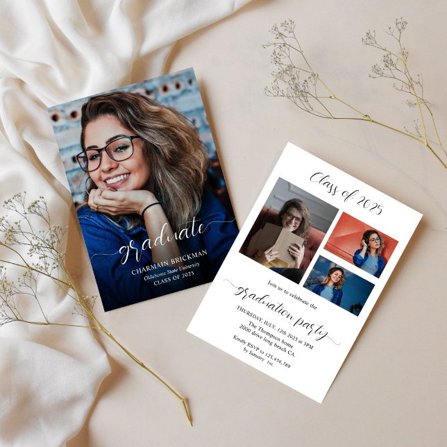 Invitación Graduación Elegante de Imágenes de Guión (Subido por el creador)
