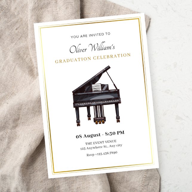 Invitación Graduación elegante de piano (Subido por el creador)