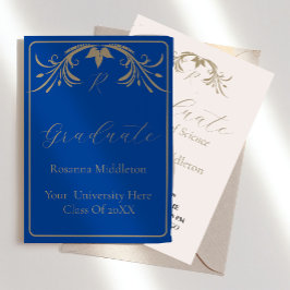 Invitación Graduación Elegante Escudo Celebración simple azul