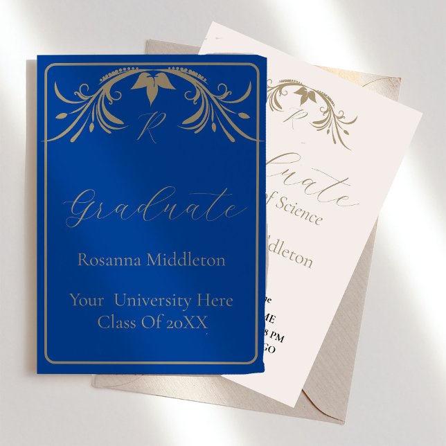 Invitación Graduación Elegante Escudo Celebración simple azul (Subido por el creador)