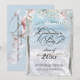 Invitación GRADUACIÓN Elegante Puerto Floral de Playa