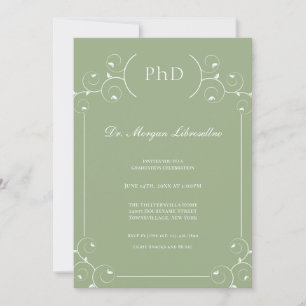 Invitación Graduación Elegante Sage PhD