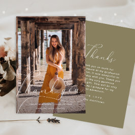 Invitación Graduación Elegante Script Green Photo you