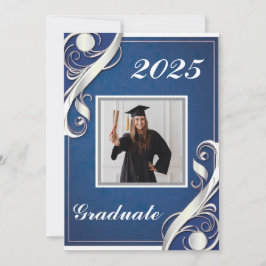 Invitación Graduación en blanco azul 2025