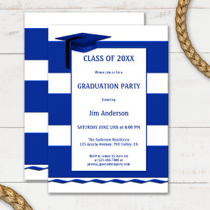 Invitación Graduación en blanco azul de la Marina Náutica