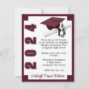 Invitación Graduación en blanco y marrón de bloques de esquin