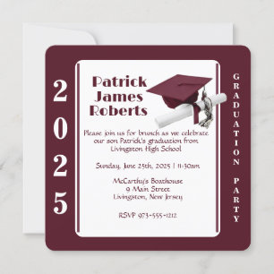 Invitación Graduación en blanco y marrón y marrón
