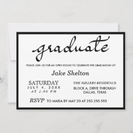 Invitación Graduación en casa abierta de tipografía simple