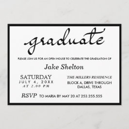 Invitación Graduación en casa abierta de tipografía simple