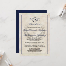 Invitación Graduación en el Colegio Clásico de Mármol Wreath 
