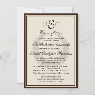 Invitación Graduación en el Colegio Clásico de Monograma Marr