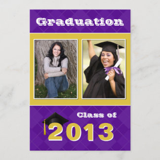 Invitación Graduación en estilo argílico morado y dorado 2013