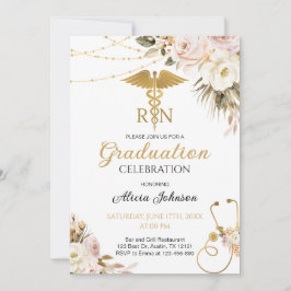 Invitación Graduación en la Escuela de Enfermería Boho Floral
