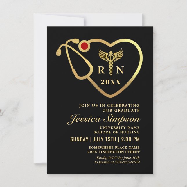 Invitación Graduación en la escuela de Enfermería de Purpurin (Anverso)