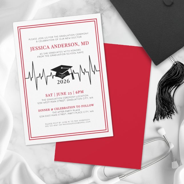 Invitación Graduación en la Escuela de Enfermería Médica médi (Doctor Medical Nursing School Graduation Invitation)