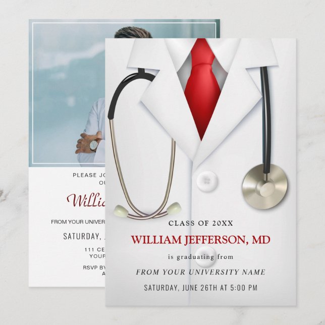 Invitación Graduación en la escuela de Enfermería moderna de  (Anverso / Reverso)